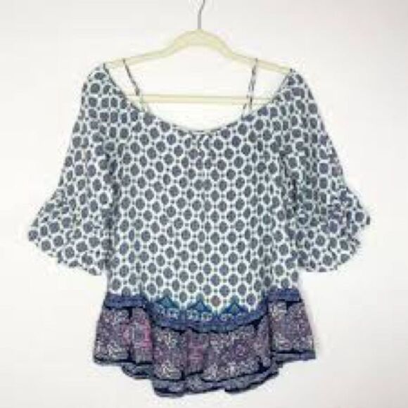 ALTAR’d STATE M Mixed Media Boho Spaghetti Strap Top - Picture 1 of 8